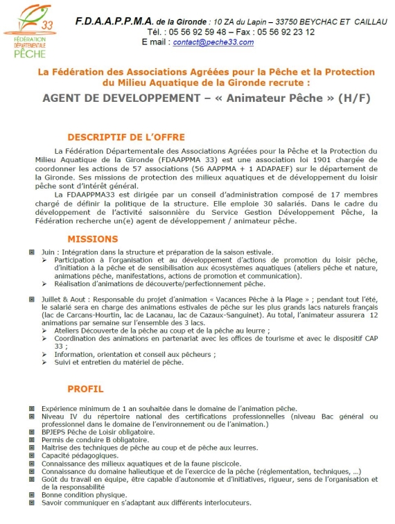 Fiche métier Garde pêche et gestionnaire des milieux aquatique / Hydraulique