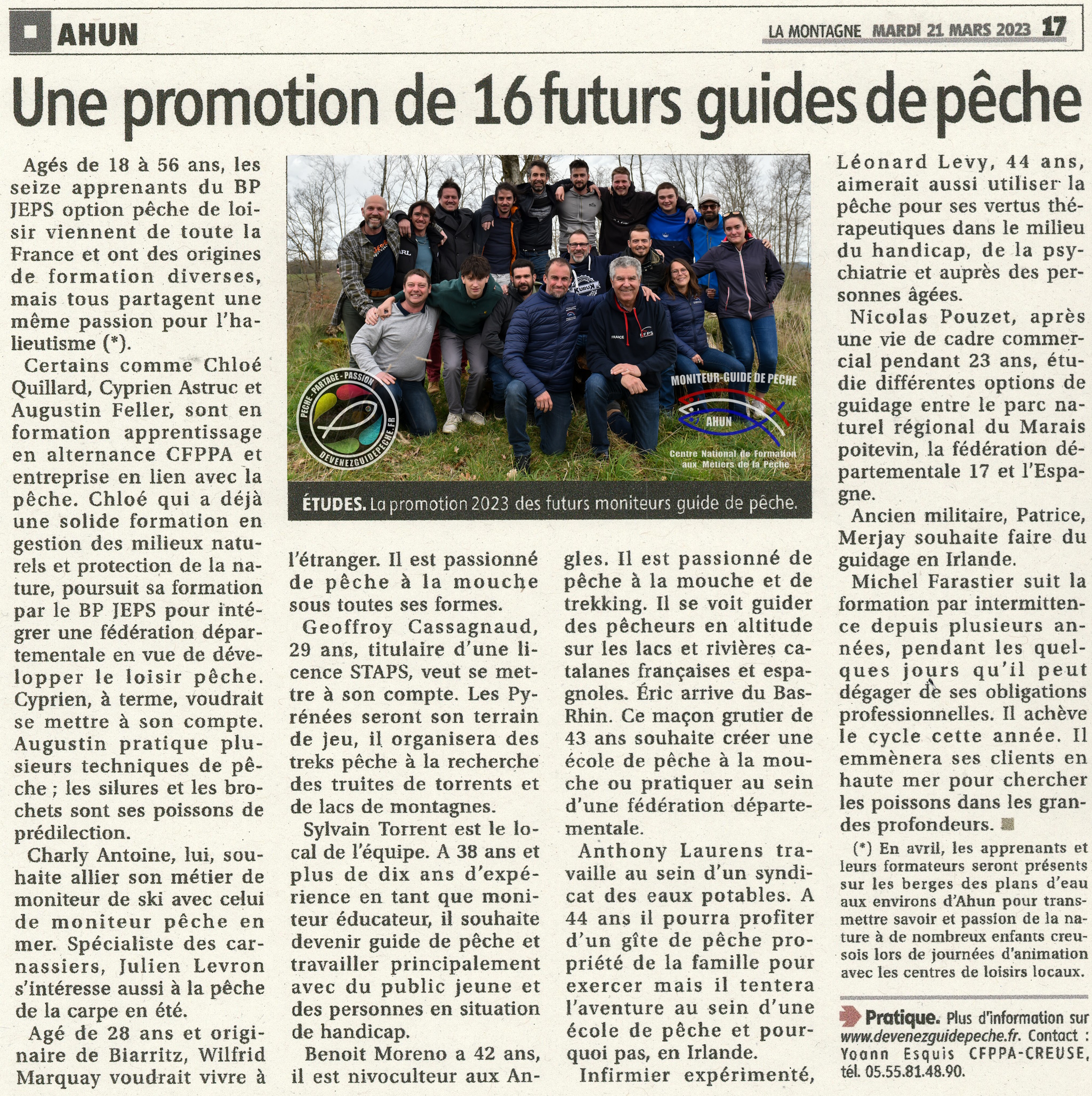 MONITEUR GUIDE DE PECHE ARTICLE PRESSE FISHING AVENTURE