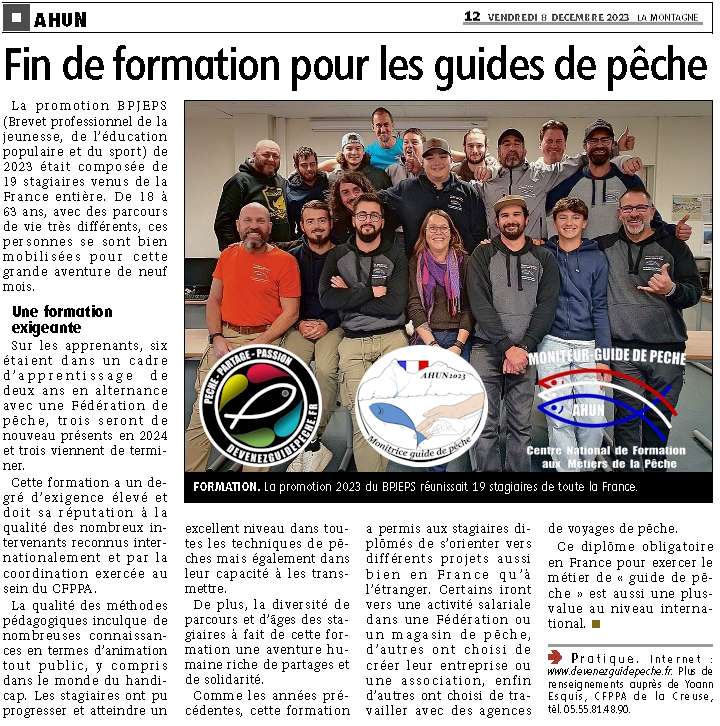 fin de formation pour les guides de pêche 